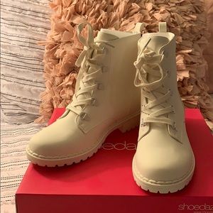 All White Combat boots
